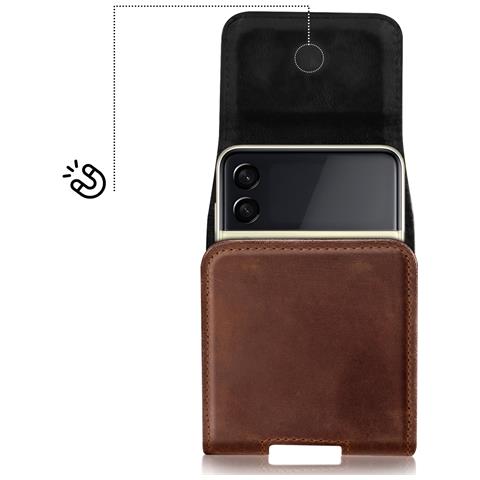 Custodia Cintura Universale Magnetica Per Telefoni Pieghevoli Pelle - Foto 2