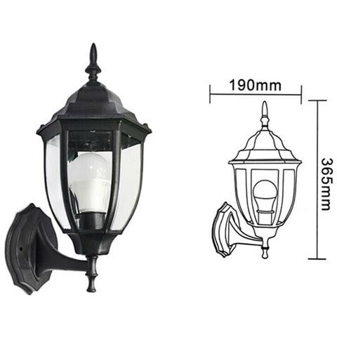 Lanterna Da Giardino Lampada A Parete Nera Applique Per Esterno Stile Antico - Foto 1