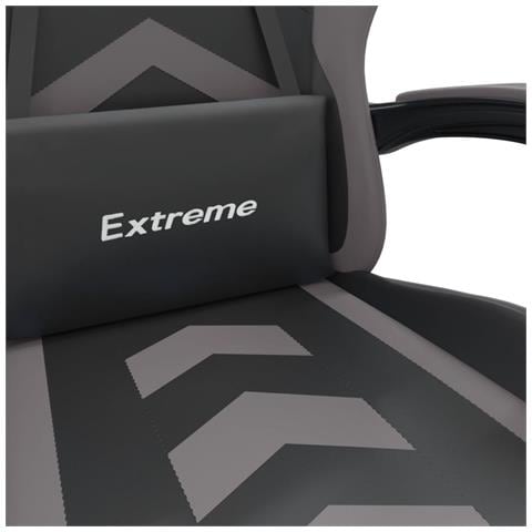 Sedia da Gaming Girevole Nera e Grigia in Similpelle - Foto 2