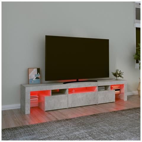 Mobile Porta TV con Luci LED Grigio Cemento 200x36,5x40 cm - Foto 10