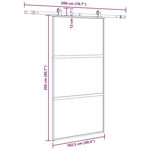 Porta Scorrevole Ferramenta Nera 102,5x205 cm Vetro Temperato - Foto 2