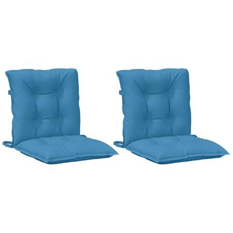 Cuscini Sedia Schiena Bassa 2 Pz Blu Mélange 100x50x7 Tessuto - Foto 3