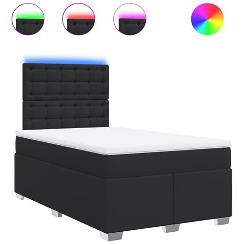 Giroletto A Molle Con Materasso Nero 120x190 Cm In Similpelle - Foto 2