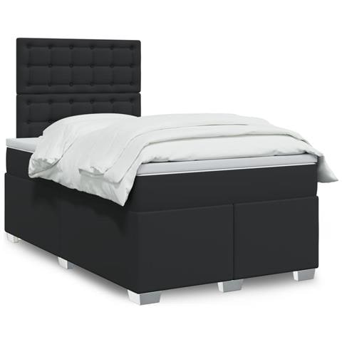 Giroletto A Molle Con Materasso Nero 120x190 Cm In Similpelle - Foto 1