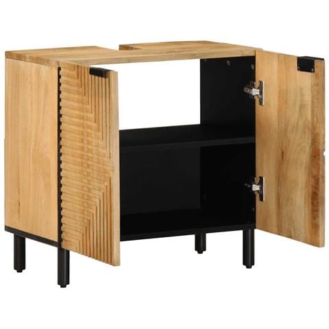 Mobile Lavabo Da Bagno Marrone 62x33x58 Cm Legno Massello Mango - Foto 2