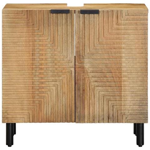 Mobile Lavabo Da Bagno Marrone 62x33x58 Cm Legno Massello Mango - Foto 3