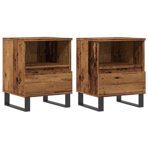 Comodini 2pz Legno Antico 40x35x50 Cm In Legno Multistrato - Foto 2