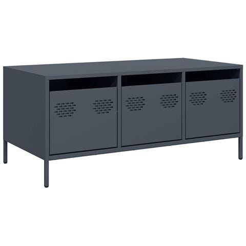 Tavolino Antracite 101,5x50x43,5cm In Acciaio Laminato A Freddo - Foto 2