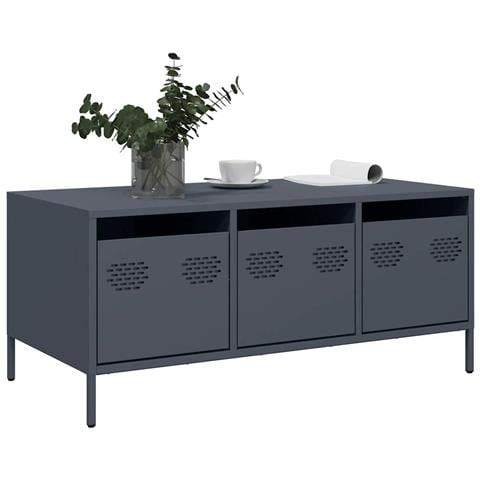 Tavolino Antracite 101,5x50x43,5cm In Acciaio Laminato A Freddo - Foto 3
