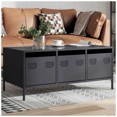 Tavolino Antracite 101,5x50x43,5cm In Acciaio Laminato A Freddo - Foto 1