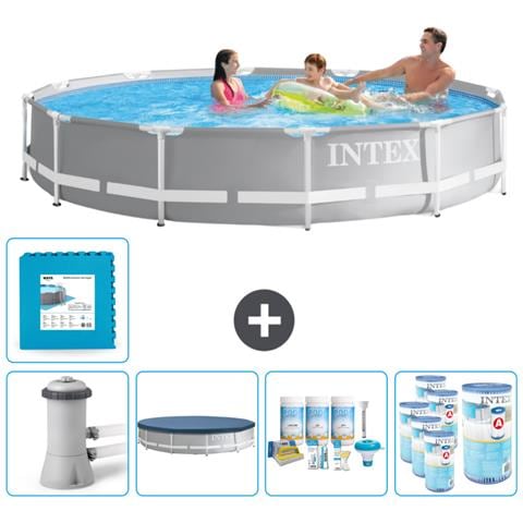 Piscina Fuori Terra - In Giro - 366x366x76 Cm - Grigio - Include Accessori Coordinati Cb16 - Foto 1