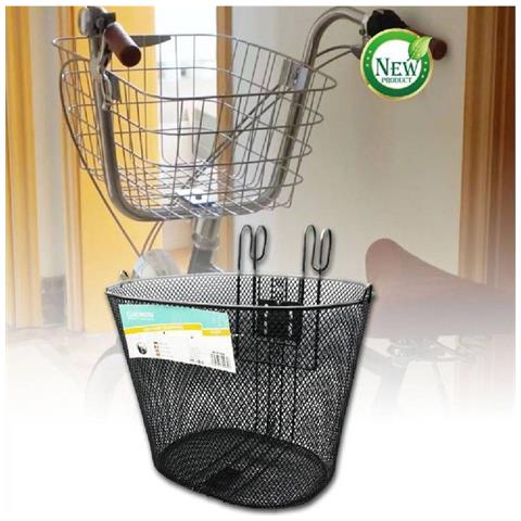 Cestino Shopping Portapacchi Anteriore Manubrio Per Bicicletta Bici Nero Zx-9930 - Foto 1