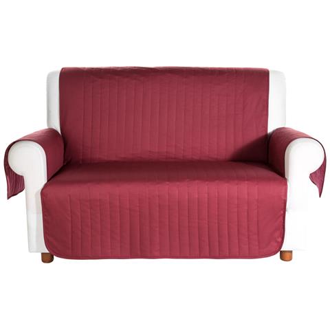 Copridivano Bicolor In Cotone Colore Bordeaux Misura 3 Posti - Foto 2