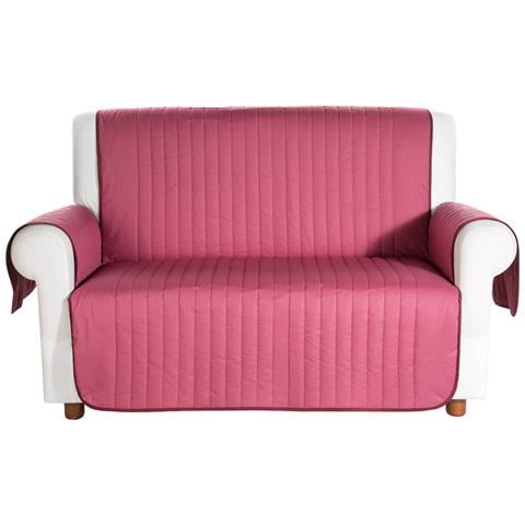 Copridivano Bicolor In Cotone Colore Bordeaux Misura 3 Posti - Foto 4