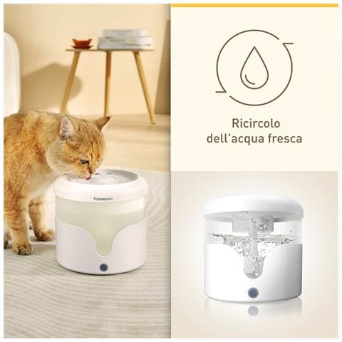 CP-JNW01CW Fontanella per Animali Domestici, Capacità 1.9L, Filtro a 4 Livelli, Super Silenziosa, Due Modalità, Bianco - Foto 2
