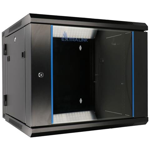 Extralink Armadio per montaggio su rack 9U 600x600 AZH Nero a parete, tipo oscillante, Da parete, 9U, 60 kg, Lucchetti, Griglie, Nero - Foto 1