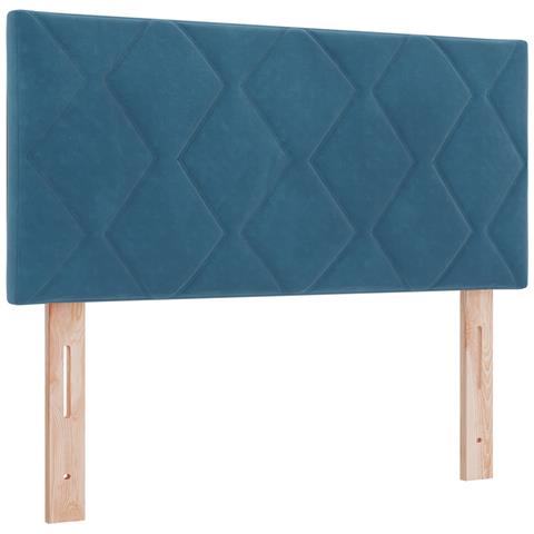 Testiera Design a Blocchi a Diamante Blu Scuro 100 cm Velluto - Foto 1