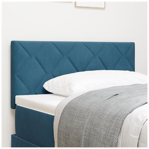 Testiera Design a Blocchi a Diamante Blu Scuro 100 cm Velluto - Foto 2