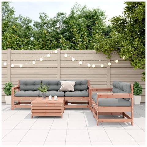 Set Divani Giardino 6 pz con Cuscini Legno Massello di Douglas - Foto 2