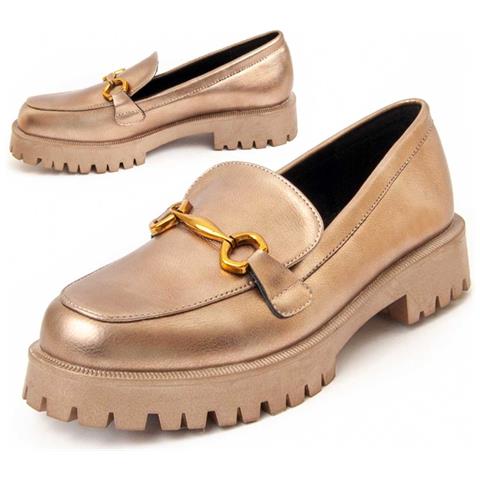 Mocassino Platform Macca3 D'oro Oro Materiale Sintetico E Tessile - Foto 1