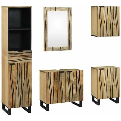 Set di mobili per il bagno 5 pcs Marrone 38 x 33 x 160 cm - Foto 1