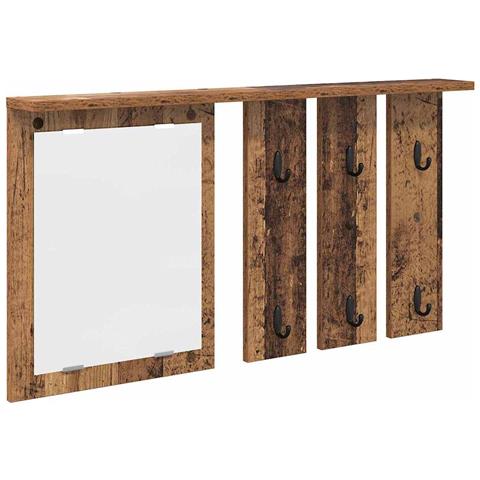 Appendiabiti a muro con specchio Legno vecchio 85 x 10 x 45 cm - Foto 1