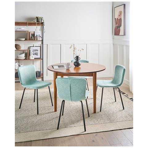 Set Di 4 Sedie Da Pranzo Caldwell Tessuto Verde Menta - Foto 1