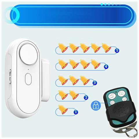 Allarme Con Sensore Di Vibrazione E Porta Con Telecomando - Batterie Incluse - Foto 2