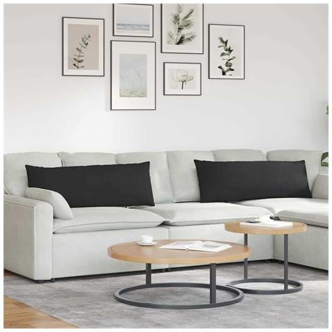 Cuscini da Divano 2 pcs Nero 120 x 40 cm Tessuto - Foto 2