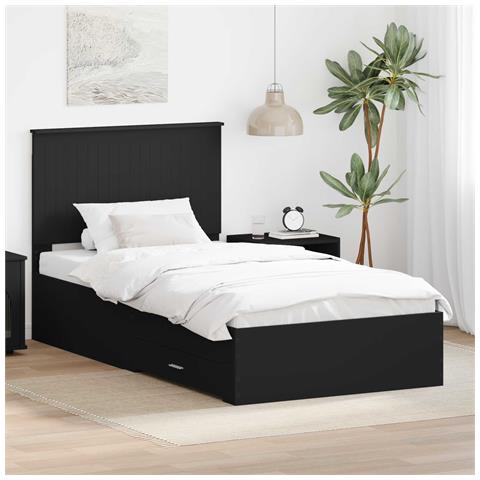 Struttura del letto con testiera Nero e Argento 100 x 200 cm - Foto 2