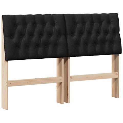 Testiera imbottita Nero 150 cm Pino massello - Foto 1