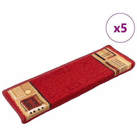 Tappetini per Scale Autoadesivi 5pz 65x21x4 cm Rossi - Foto 1