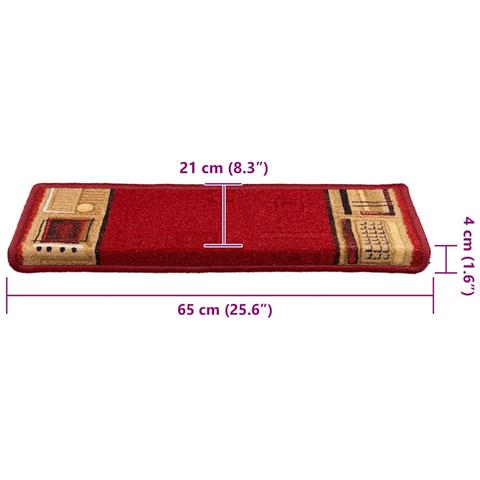 Tappetini per Scale Autoadesivi 5pz 65x21x4 cm Rossi - Foto 8