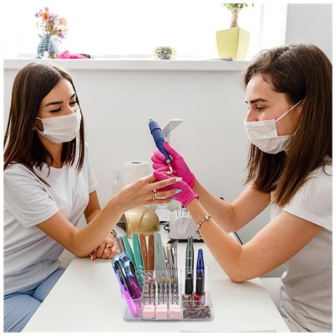 Scatola Portaoggetti Multifunzionale Per Nail Art - Organizer Trasparente In Plastica Pc Con Scomparti Multipli Transparent+black - Foto 7