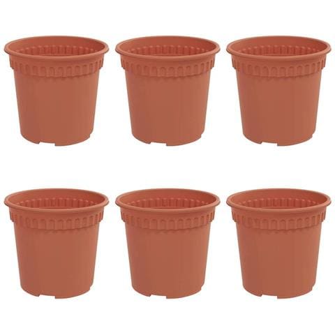 Vaso Rotondo per Fiori 6 pcs Rosso Mattone Ø 15 x 12 cm - Foto 1