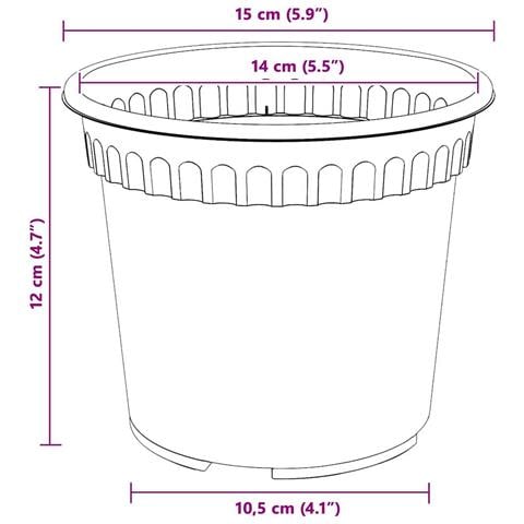 Vaso Rotondo per Fiori 6 pcs Rosso Mattone Ø 15 x 12 cm - Foto 9