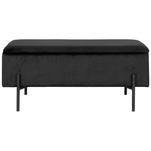 Panchina Watford In Velluto Nero Con Vano Contenitore, 95 Cm - Foto 1