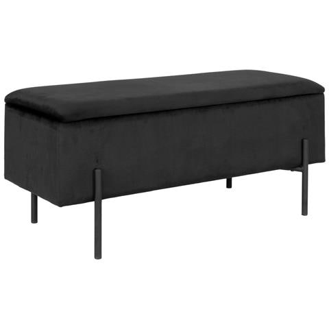 Panchina Watford In Velluto Nero Con Vano Contenitore, 95 Cm - Foto 2