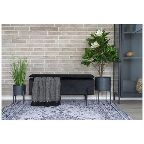 Panchina Watford In Velluto Nero Con Vano Contenitore, 95 Cm - Foto 4