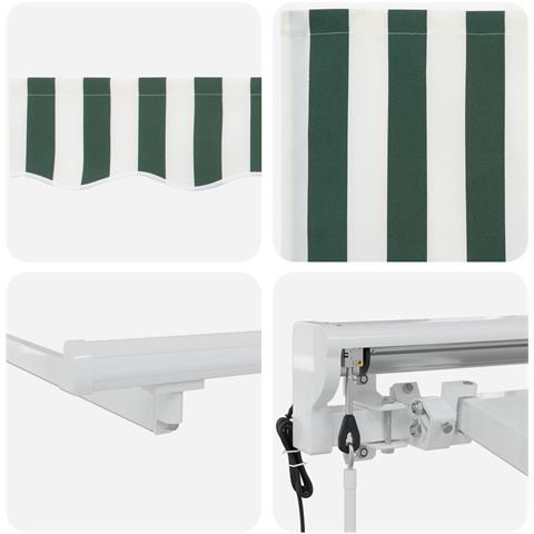Tettuccio Elettrico Retrattile Verde e Bianco 4,5 × 3 m - Foto 9