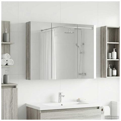 Mobiletto per specchio da bagno con lo scaffale Grigio Sonoma - Foto 2
