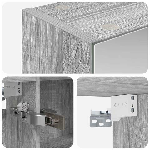 Mobiletto per specchio da bagno con lo scaffale Grigio Sonoma - Foto 9