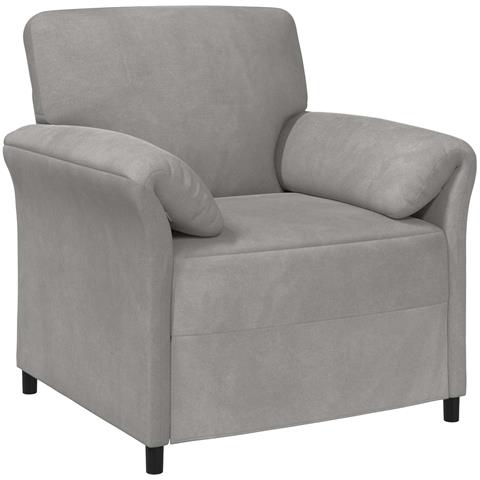 Divano 1 posto Grigio Chiaro 88 x 83 x 95 cm Velluto - Foto 1