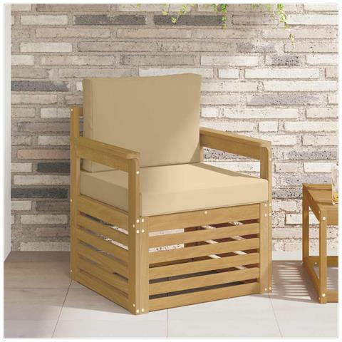 2 Pezzo Set di divani da esterno Poliestere Bianco e Beige - Foto 2