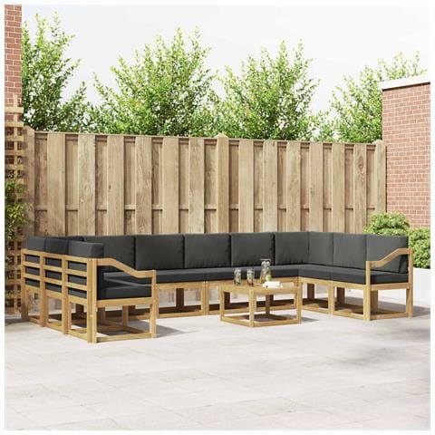 Set di divani da esterno con cuscino 11 pcs Bianco e Antracite - Foto 2