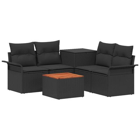 Set di divani 6 pcs 4-Numero di posti Nero - Foto 1