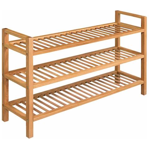 Scarpiera A 3 Ripiani Legno Massello Di Rovere 100x27x59,5 Cm - Foto 1