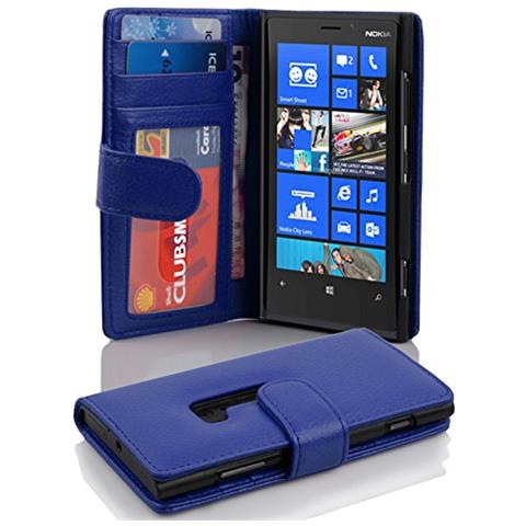 Custodia Compatibile Con Nokia Lumia 920 In Blu Marina - Coperchio Protettivo Con Chiusura Magnetica E 3 Slot Per Carte - Foto 1
