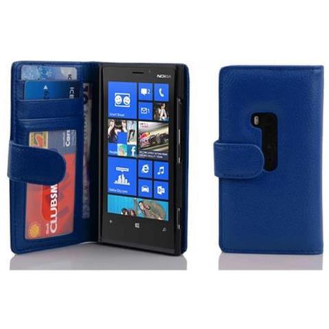 Custodia Compatibile Con Nokia Lumia 920 In Blu Marina - Coperchio Protettivo Con Chiusura Magnetica E 3 Slot Per Carte - Foto 4