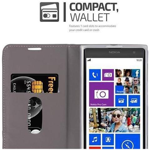 Custodia Compatibile Con Nokia Lumia 1020 In Grigio Chiaro Marrone - Coperchio Protettiva Con Chiusura Magnetica, Funzione Stand E Tasca Per Le Carte - Foto 9